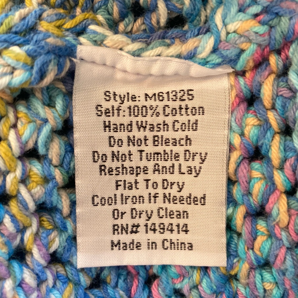 NEW Johnny Was Nahal Crochet Bag Purse Blue Multicolor Cotton 15.5”H x 14.5”W - Picture 10 of 11